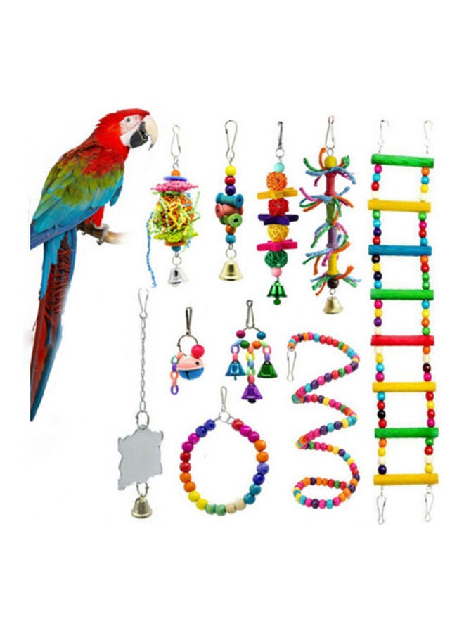 10-Piece Bird Swing Chewing Toy Set With Hammock Bell Multicolour 27 x 24cm - Image 4
