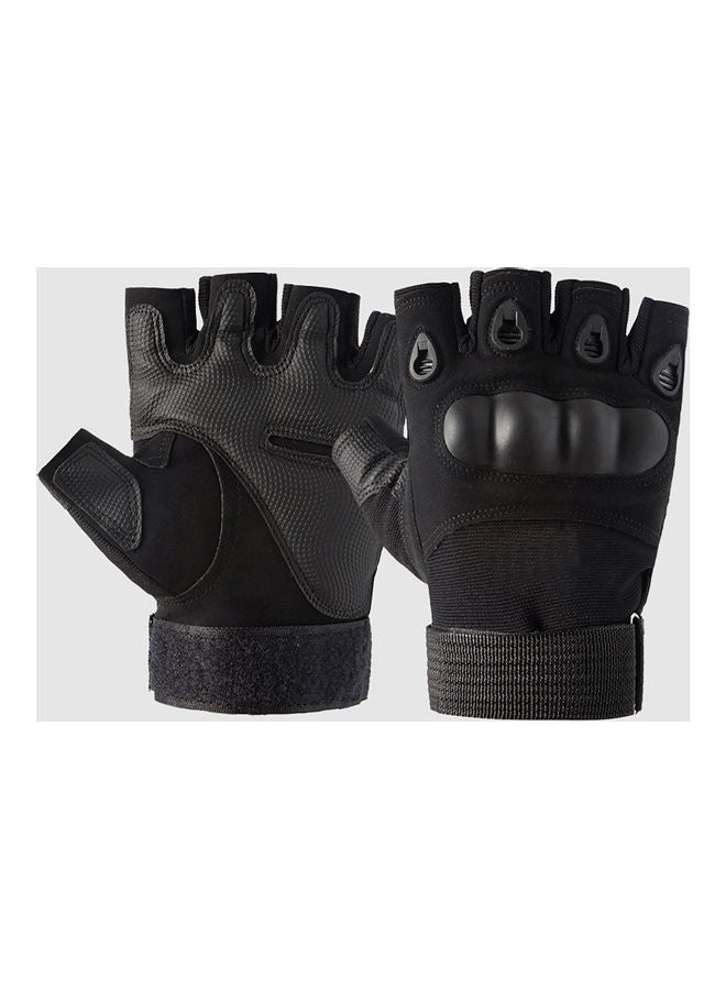 Pair Of Anti-Slip Adjustable Half Finger Gloves With Hard Knuckle M - Image 1