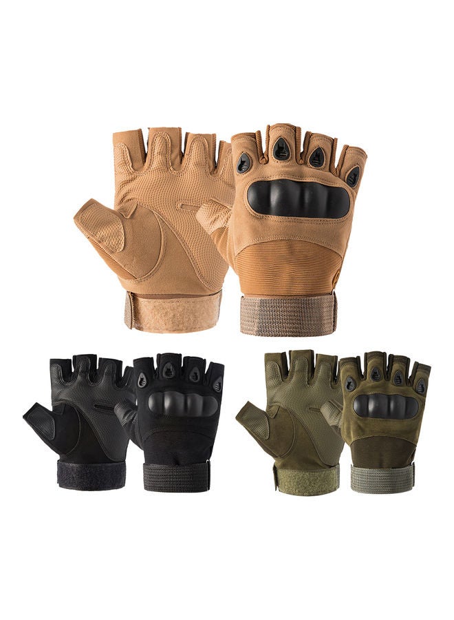Pair Of Anti-Slip Adjustable Half Finger Gloves With Hard Knuckle M - Image 3