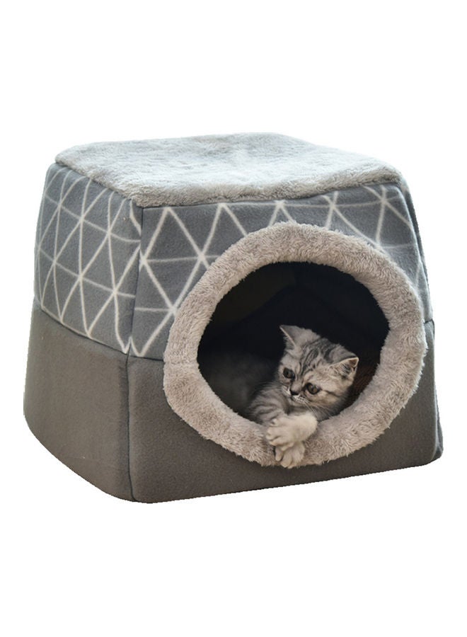 Self-Warming Bed Cave 2-in-1 Foldable for Pet Gray 38.00 x 17.00 x 38.00cm - Image 1