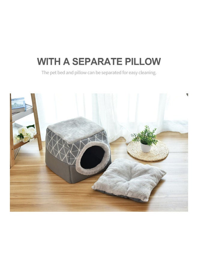 Self-Warming Bed Cave 2-in-1 Foldable for Pet Gray 38.00 x 17.00 x 38.00cm - Image 3