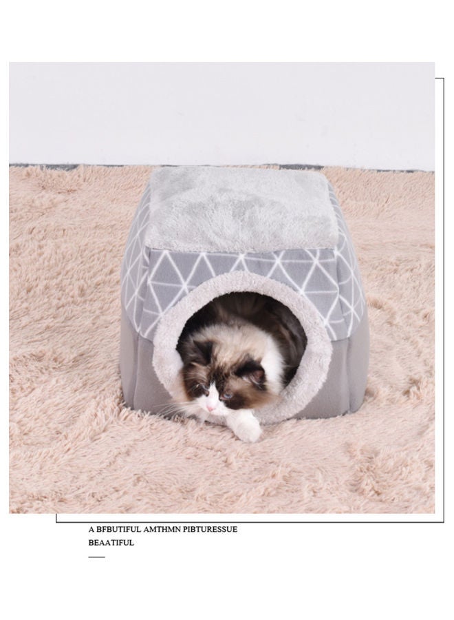 Self-Warming Bed Cave 2-in-1 Foldable for Pet Gray 38.00 x 17.00 x 38.00cm - Image 4