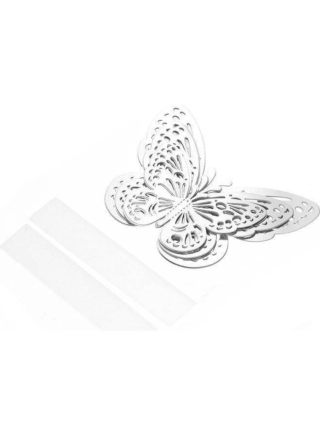 طقم ملصقات جدارية فنية ثلاثية الأبعاد بتصميم فراشات مع غراء فضي 13.00 x 0.50 x 9.30سم - Image 5