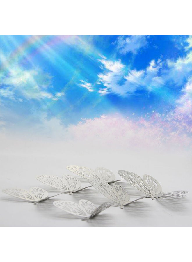 طقم ملصقات جدارية فنية ثلاثية الأبعاد بتصميم فراشات مع غراء فضي 13.00 x 0.50 x 9.30سم - Image 4