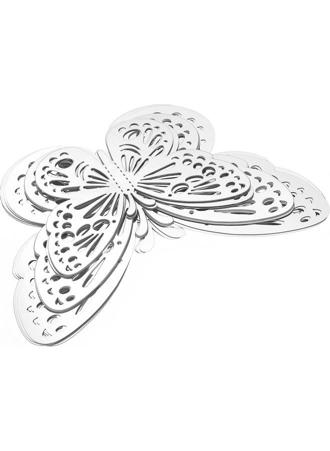 طقم ملصقات جدارية فنية ثلاثية الأبعاد بتصميم فراشات مع غراء فضي 13.00 x 0.50 x 9.30سم - Image 3