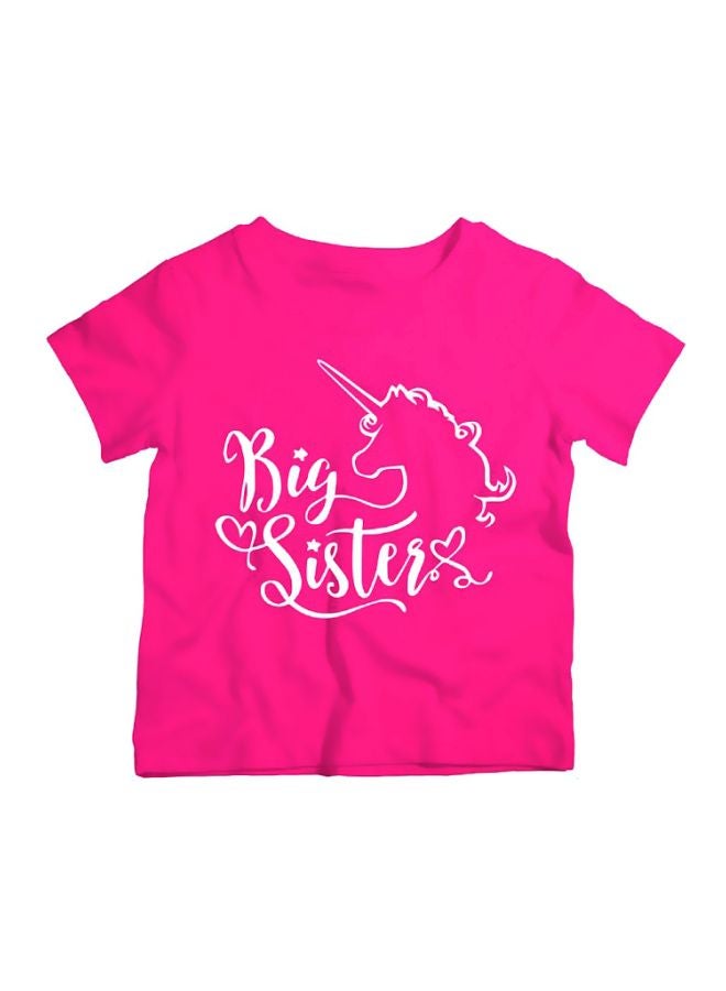 Twinkle Hands Big Sisters Printed T-Shirt Pink/White - Image 1