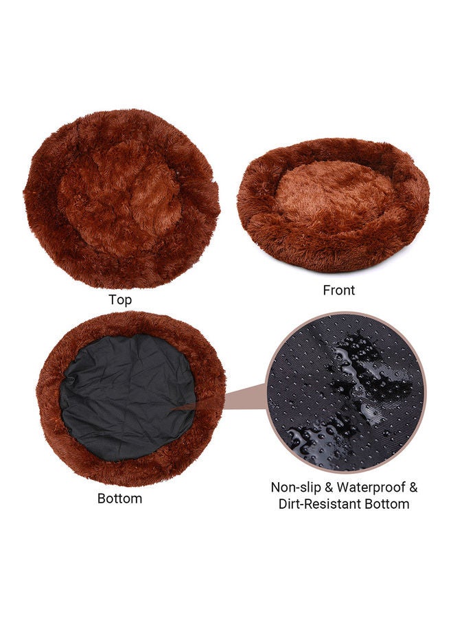 سرير للحيوانات الأليفة مضاد للانزلاق ومضاد للماء بتصميم دائري على شكل دونات بني 55 x 35سم - Image 3