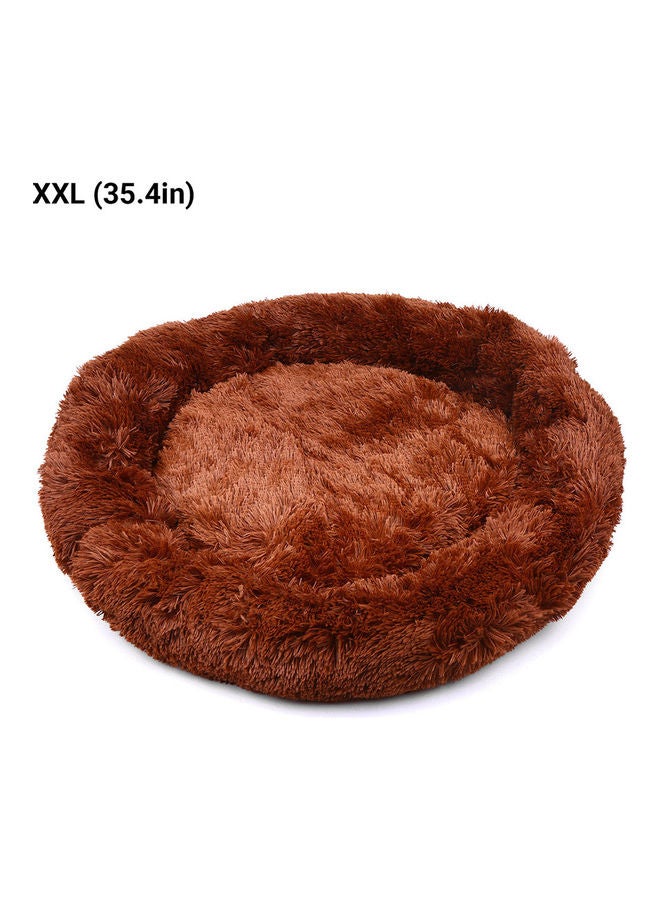 سرير للحيوانات الأليفة مضاد للانزلاق ومضاد للماء بتصميم دائري على شكل دونات بني 55 x 35سم - Image 2