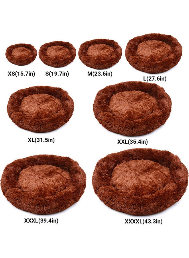 سرير للحيوانات الأليفة مضاد للانزلاق ومضاد للماء بتصميم دائري على شكل دونات بني 55 x 35سم - Image 5