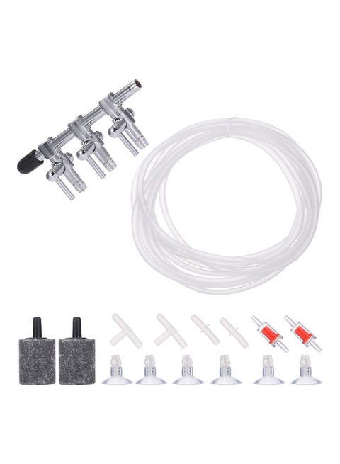 3-Way Air Distributor Aquarium Air Pump Accessories Set Multicolour 13.5 x 2cm