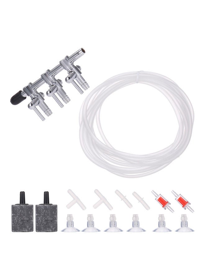 طقم ملحقات مضخة هواء لحوض السمك بموزع هواء ثلاثي الاتجاهات متعدد الألوان 13.5 x 2سم - Image 1