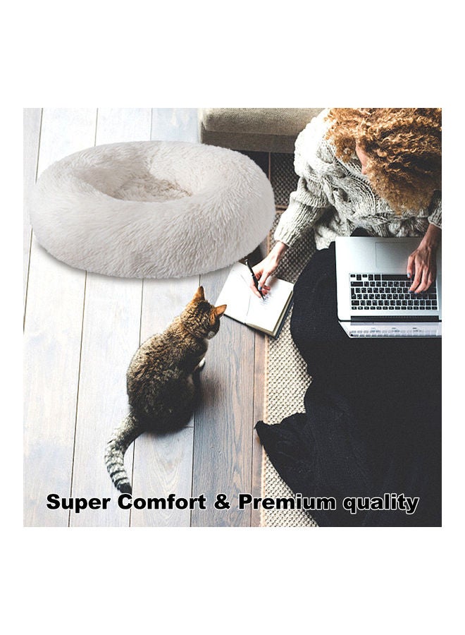 سرير فاخر مضاد للانزلاق وضد الماء بقاعدة هشة للحيوانات الأليفة أبيض 67 x 8سم - Image 3