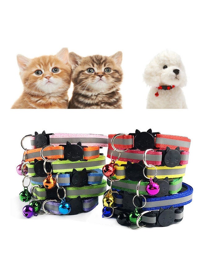 Generic Reflective Patch Release Buckle Bell Tightness Pet Collar Black/Grey 15 x 1cm  - Image 2