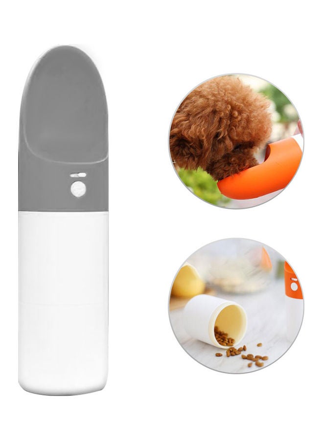 Walking Pet Travel Water Bottle With Food Container Grey/White 29 x 8cm - Image 1