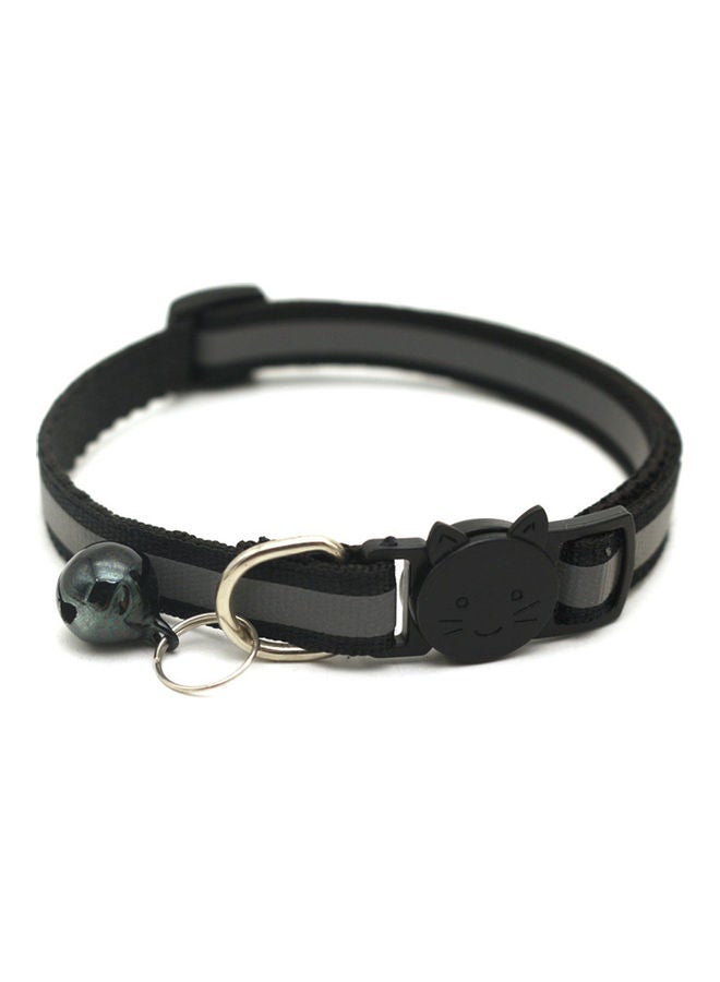 Generic Reflective Patch Release Buckle Bell Tightness Pet Collar Black/Grey 15 x 1cm  - Image 1