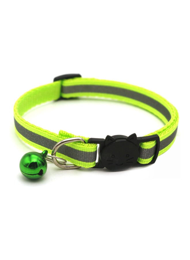 Generic Reflective Patch Release Buckle Bell Tightness Pet Collar Green/Grey 15 x 1cm 