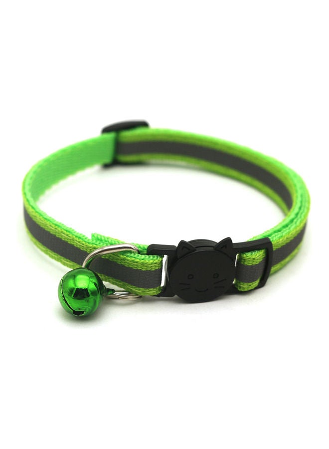 Generic Reflective Patch Release Buckle Bell Tightness Pet Collar Green/Grey 15 x 1cm 