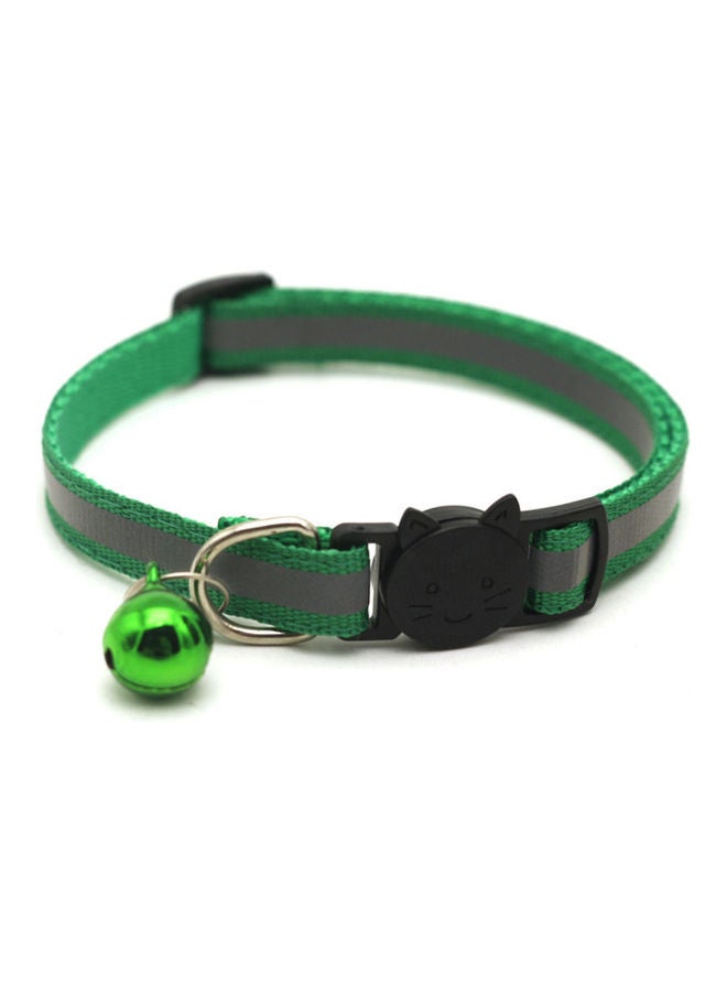 Reflective Patch Release Buckle Bell Tightness Pet Collar Green/Grey 15 x 1cm