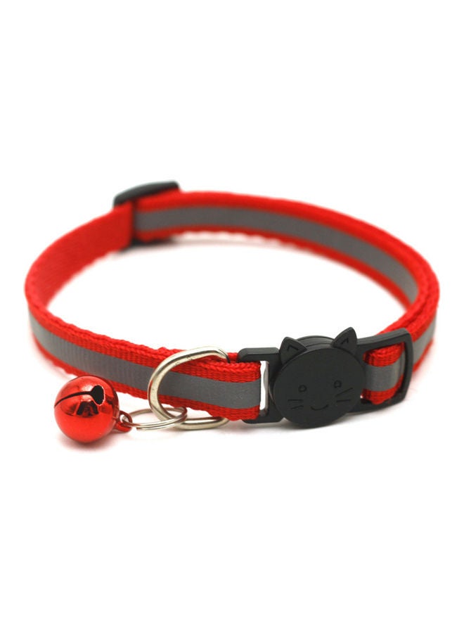 Generic Reflective Patch Release Buckle Bell Tightness Pet Collar Red/Grey 15 x 1cm 