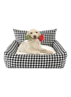 Generic Litter Warm Kennel Plaid Pet Cuddler Bed Black/White 45x15cm  - Image 2