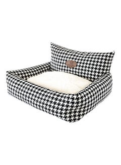 Generic Litter Warm Kennel Plaid Pet Cuddler Bed Black/White 45x15cm  - Image 3