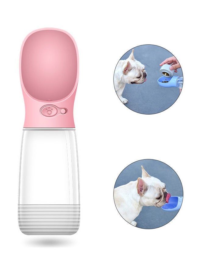 زجاجة مياه مع علبة طعام للكلاب مناسبة للمشي والسفر شفاف/وردي 26 x 8.20سم - Image 2