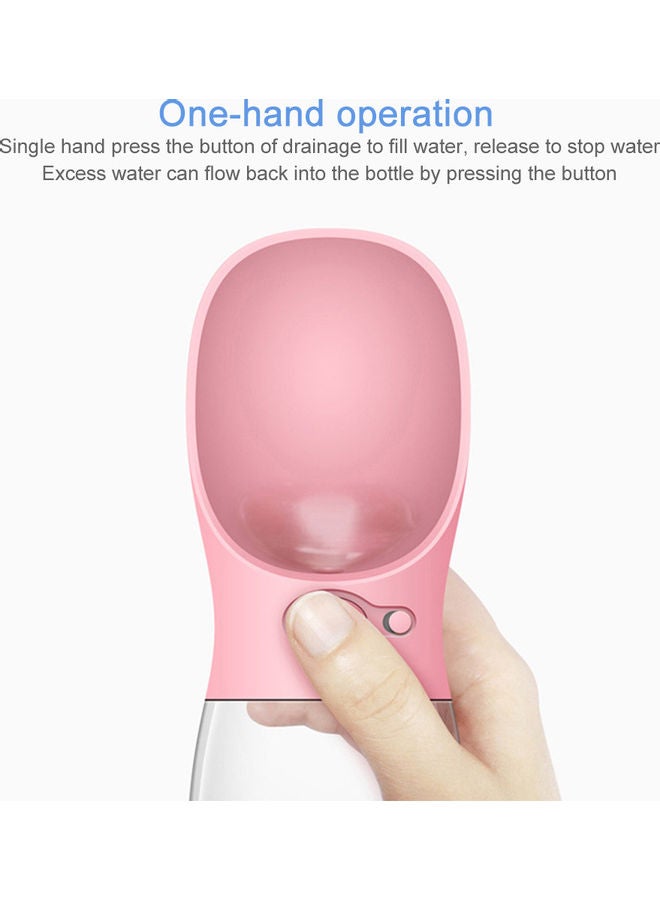 زجاجة مياه مع علبة طعام للكلاب مناسبة للمشي والسفر شفاف/وردي 26 x 8.20سم - Image 4