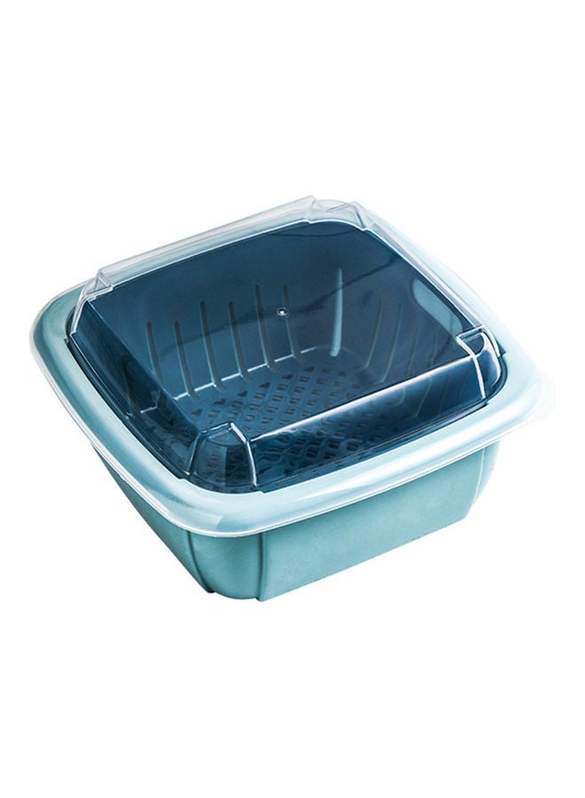 2 in 1 Collapsible Kitchen Colander Fruit Vegetable Strainer Set with Lid Blue 21.00 x 8.50 x 21.00cm