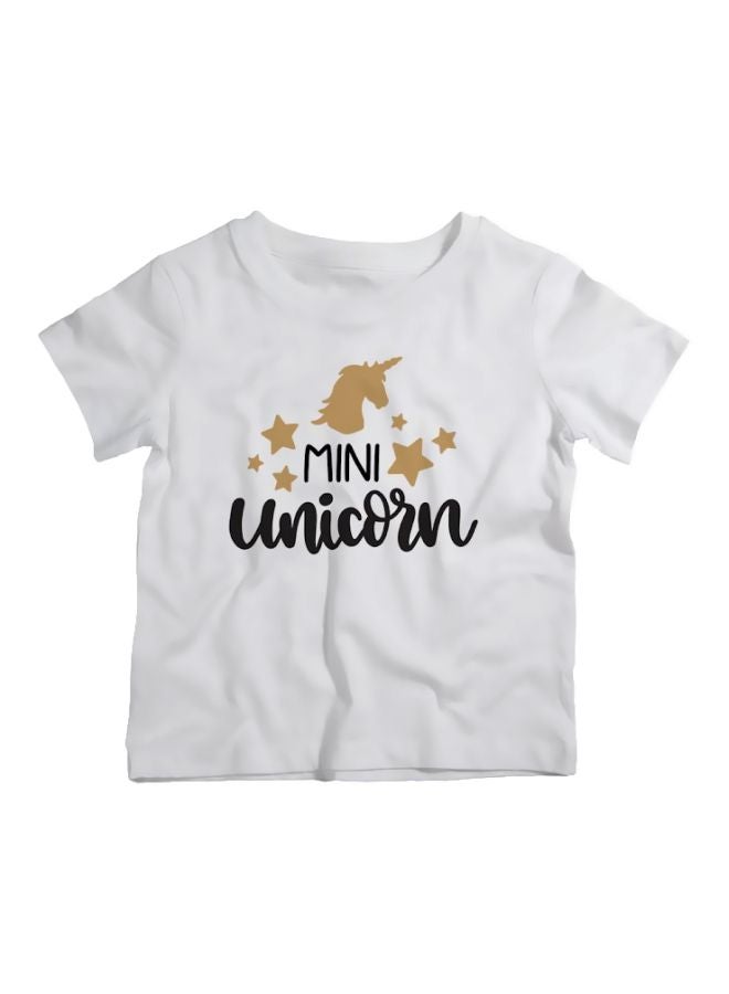 Twinkle Hands Mini Unicorn Printed T-Shirt White/Black/Gold - Image 1