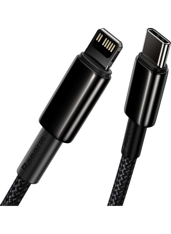 Baseus Type-C to Lightning Nylon Braided Fast Charging Data Cable For Apple iPhone 13/12/12 Pro/12 Pro Max/11 Pro/11 Pro Max/XSXS Max Supports Power Delivery 20W 1m Black - Image 1