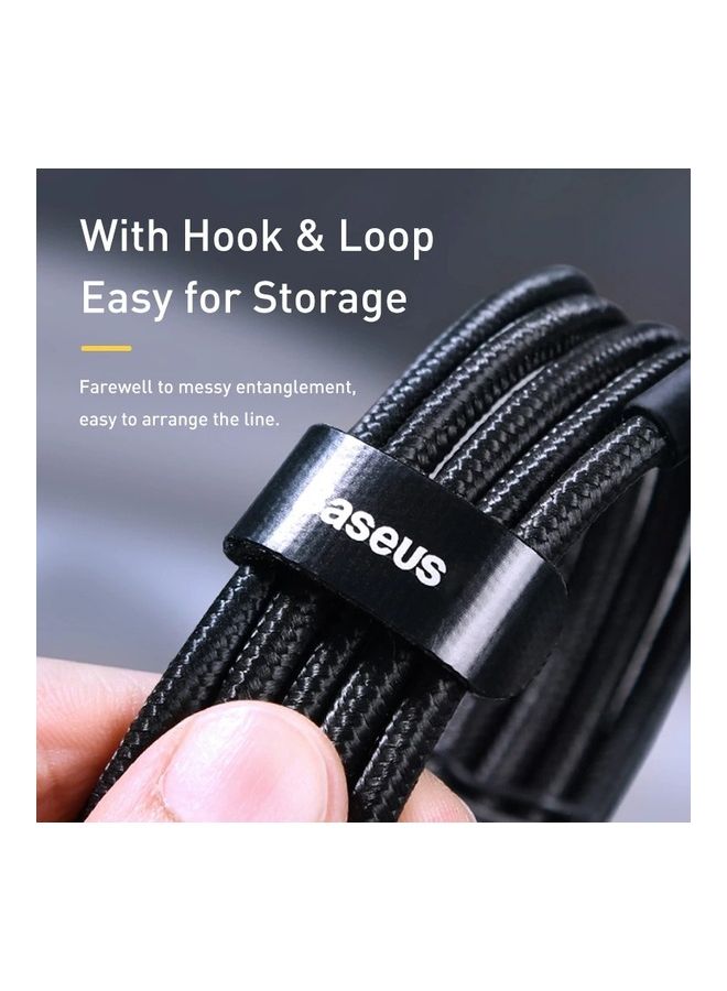 Baseus Type-C to Lightning Nylon Braided Fast Charging Data Cable For Apple iPhone 13/12/12 Pro/12 Pro Max/11 Pro/11 Pro Max/XSXS Max Supports Power Delivery 20W 1m Black - Image 3