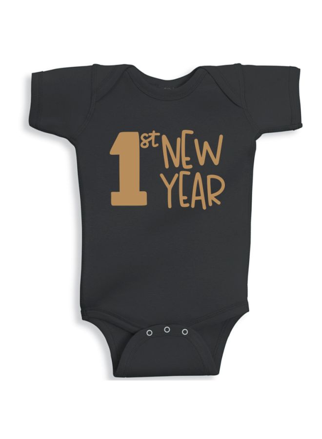 Twinkle Hands 1st New Year Printed Printed Onesie Black/Brown - Image 1