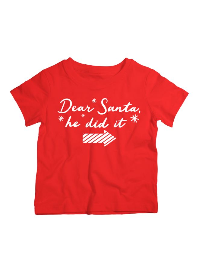 Twinkle Hands - Dear Santa He Did It Printed T-Shirt Red/White - Image 1