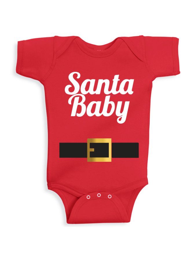 Twinkle Hands Santa Baby Printed Onesie Red/Black/Gold  - Image 1