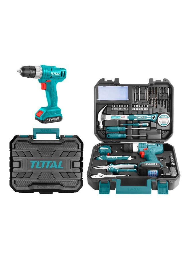 TOTAL 127-Piece Cordless Drill With Tools Set Light Green/Black/Silver 20-Octmm