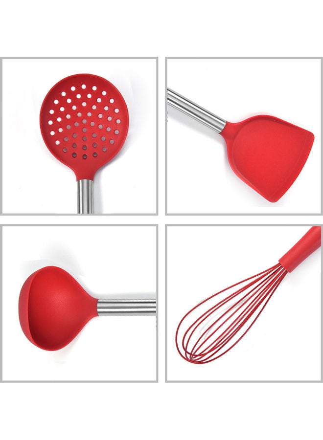 5-Pieces Non-Stick Silicone Heat-Resistant Kitchen Utensil Set Red 30x8x10cm - Image 5