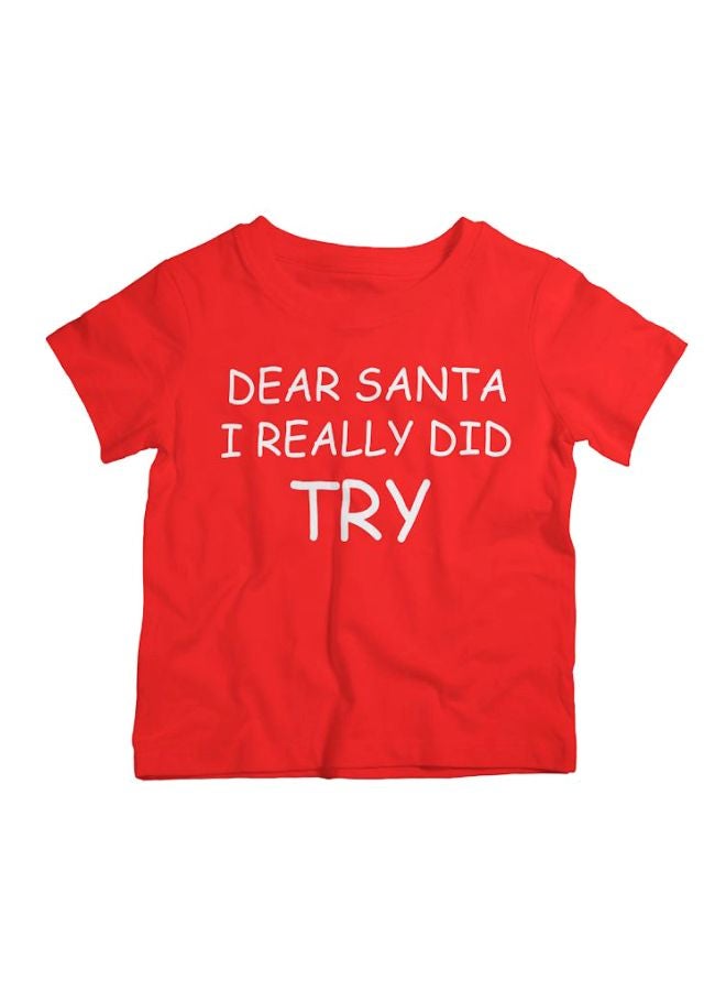 Twinkle Hands Dear Santa I Really Did It Printed T-Shirt Red/White - Image 1
