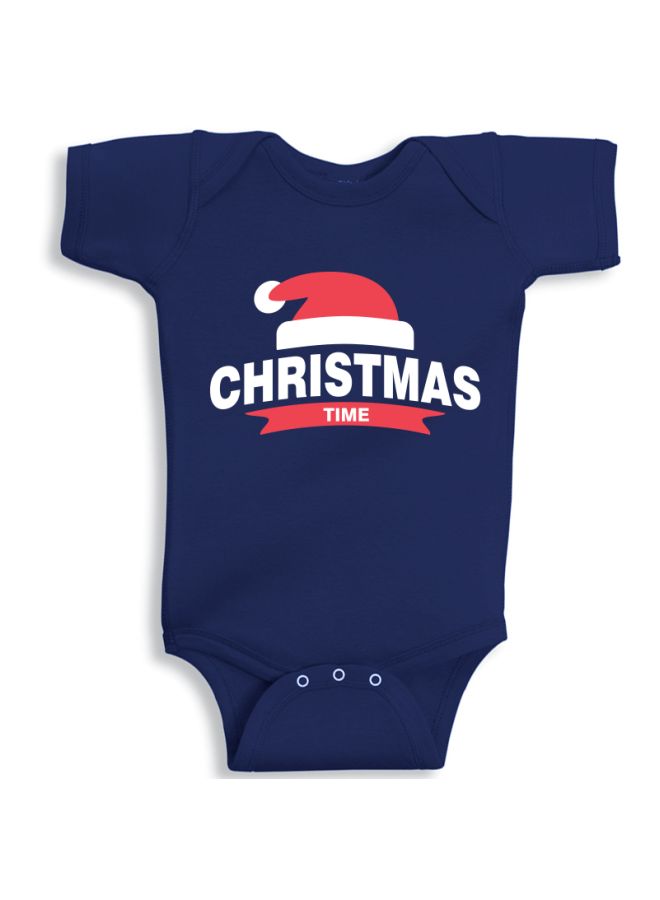 Twinkle Hands Christmas Time Printed Onesie Navy/Red/White - Image 1