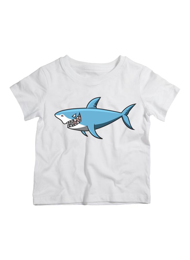 Twinkle Hands Shark Printed T-Shirt White/Blue/Black - Image 1