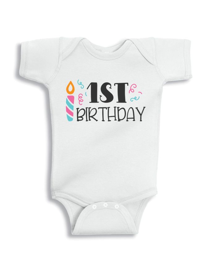 Twinkle Hands 1st Birthday Printed Onesie White/Black/Pink  - Image 1