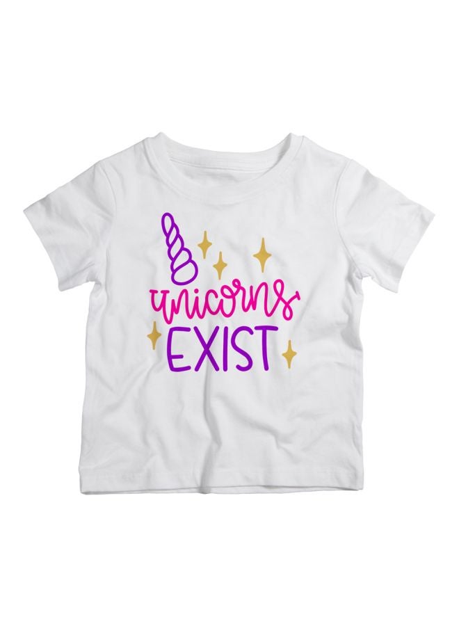 Twinkle Hands Unicorns Exist Printed T-Shirt White/Pink/Purple - Image 1