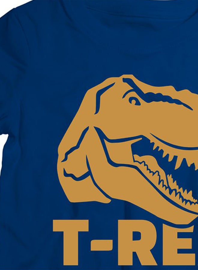 Twinkle Hands T-Rex Printed T-Shirt Navy/Brown - Image 3
