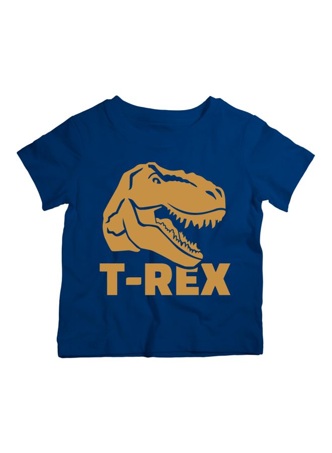 Twinkle Hands T-Rex Printed T-Shirt Navy/Brown - Image 1