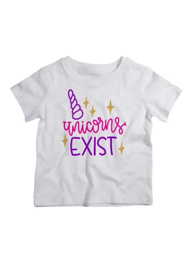 Twinkle Hands Unicorns Exist Printed T-Shirt White/Pink/Purple - Image 1