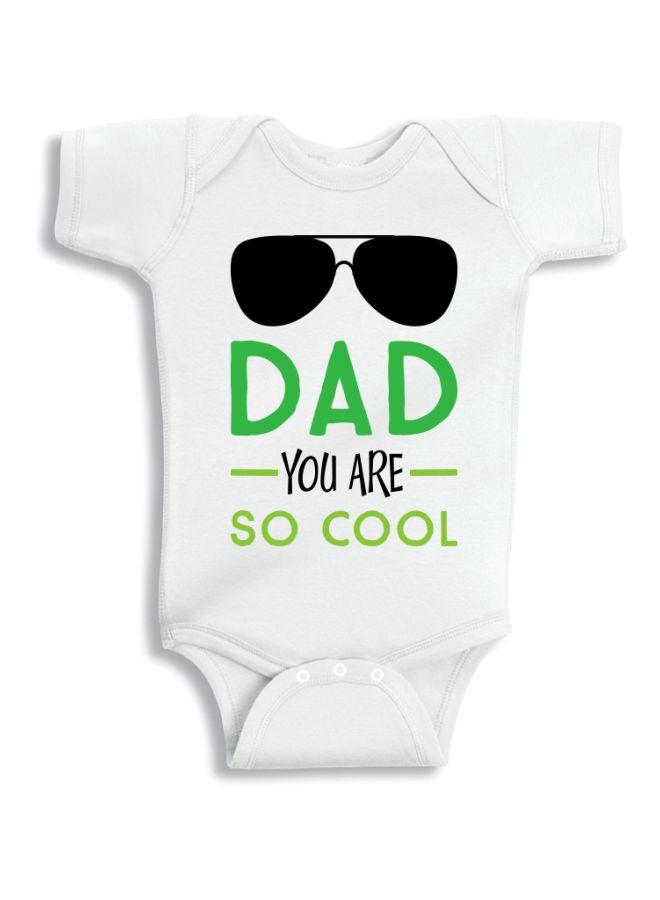 Twinkle Hands Dad You Are So Cool Printed Onesie White/Green/Black - Image 1