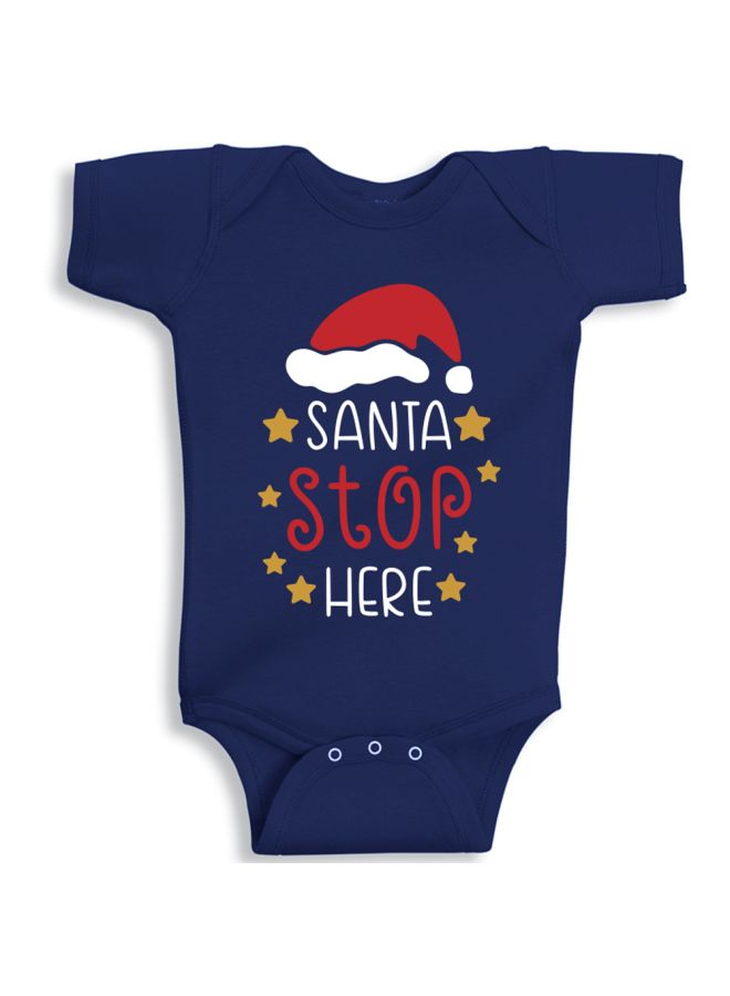 Twinkle Hands - Santa Stop Here Printed Onesie Navy/Red/White - Image 1