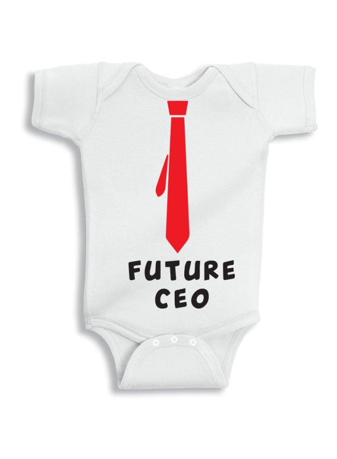 Twinkle Hands - Future CEO Printed Onesie White/Red/Black - Image 1