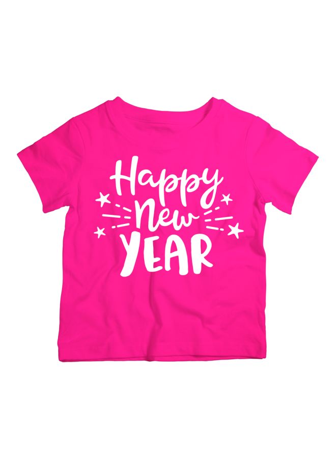 Twinkle Hands Happy New Year Printed T-Shirt Pink/White - Image 1