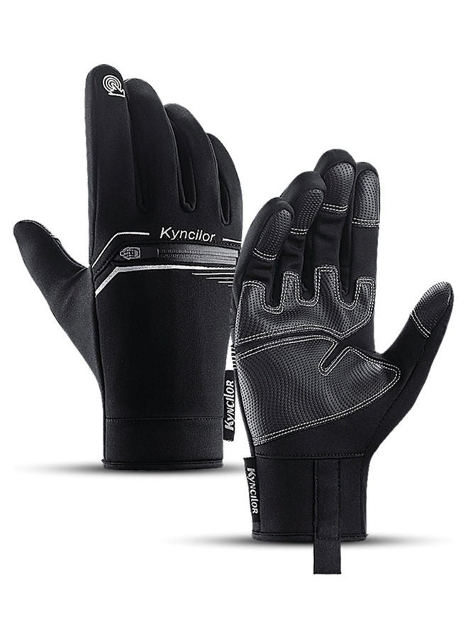 Generic Pair Of Sensitive Screen Touching Waterproof Back Zipper Gloves M  - Image 1