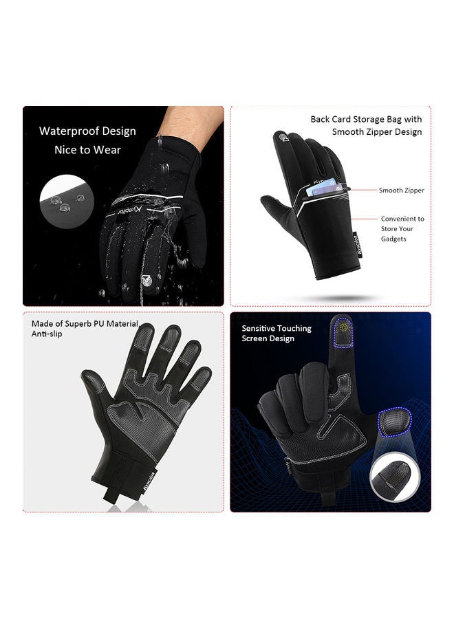 Generic Pair Of Sensitive Screen Touching Waterproof Back Zipper Gloves M  - Image 2